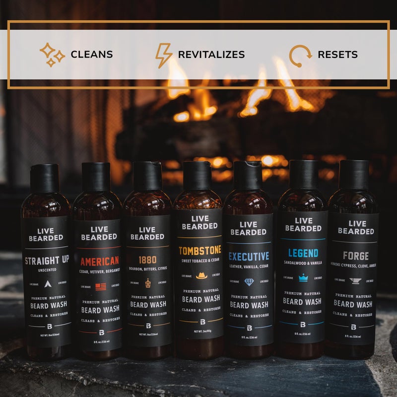 Live Bearded Beard Wash, 8 fl oz - Water-Based Face Cleanser with All-Natural Ingredients for a Gentle, Deep Clean - Made in the USA | Straight Up Unscented - Fragrance-Free - Image 4